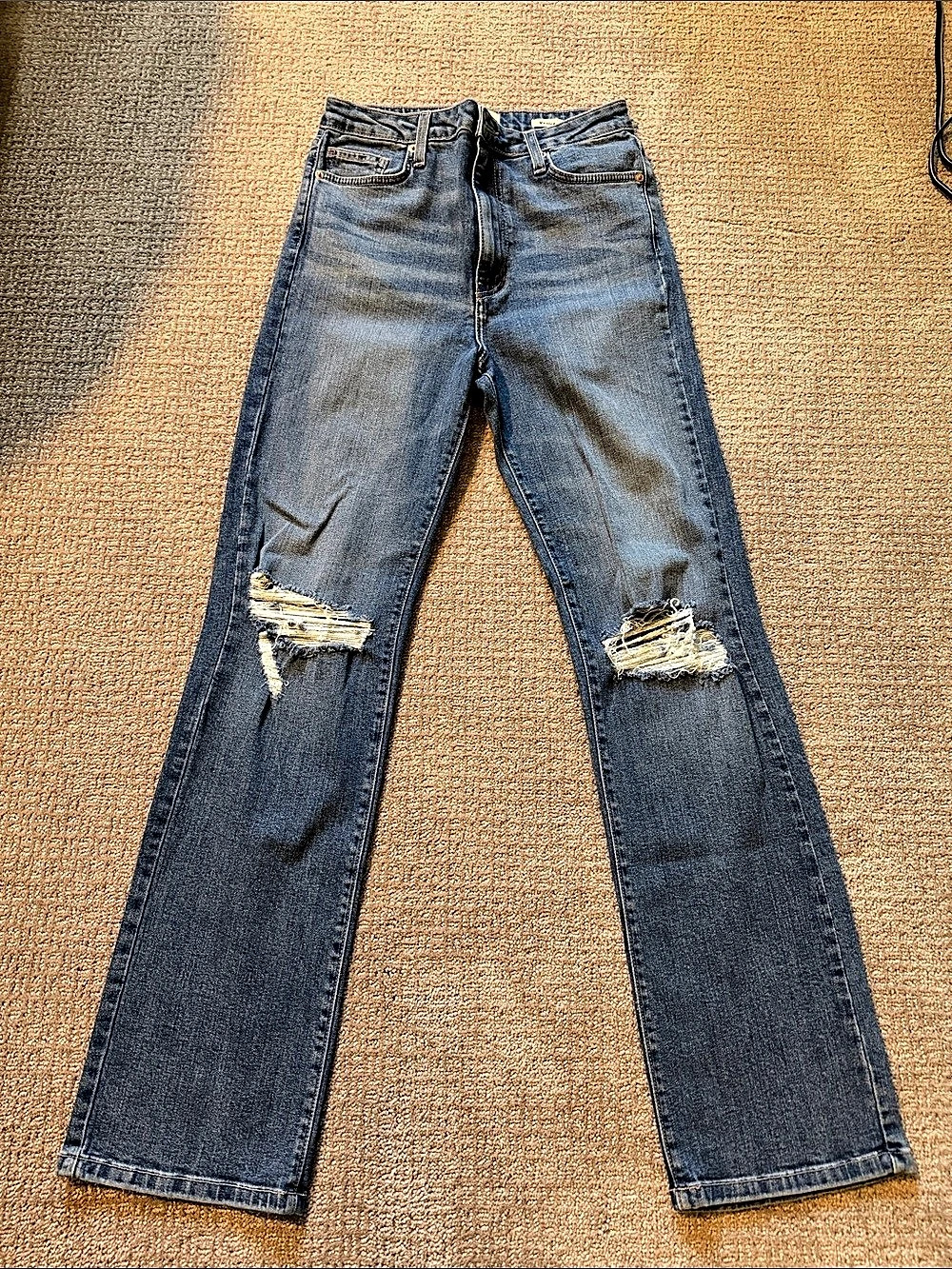 L.T.J Venice Distressed slight bootcut Leg Jeans Blue Waist 27